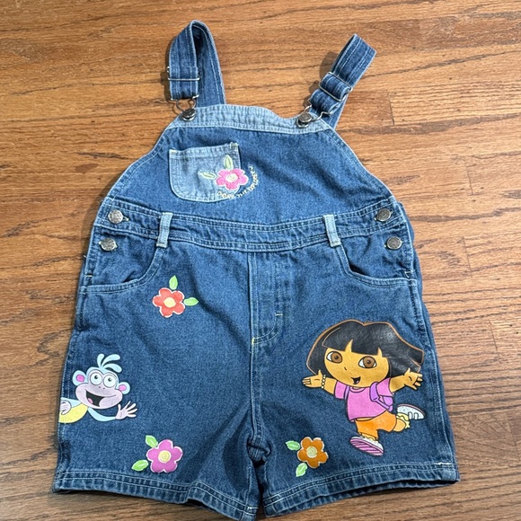Kids Vintage Y2K Dora the Explorer Denim Overalls